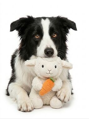 Chomp Chop Plush Dog Toy Lamb Holding Carrot - Squeaky Toy